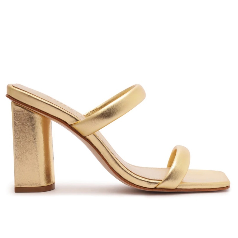 SCHUTZ Ully Napa Leather Sandal in Gold